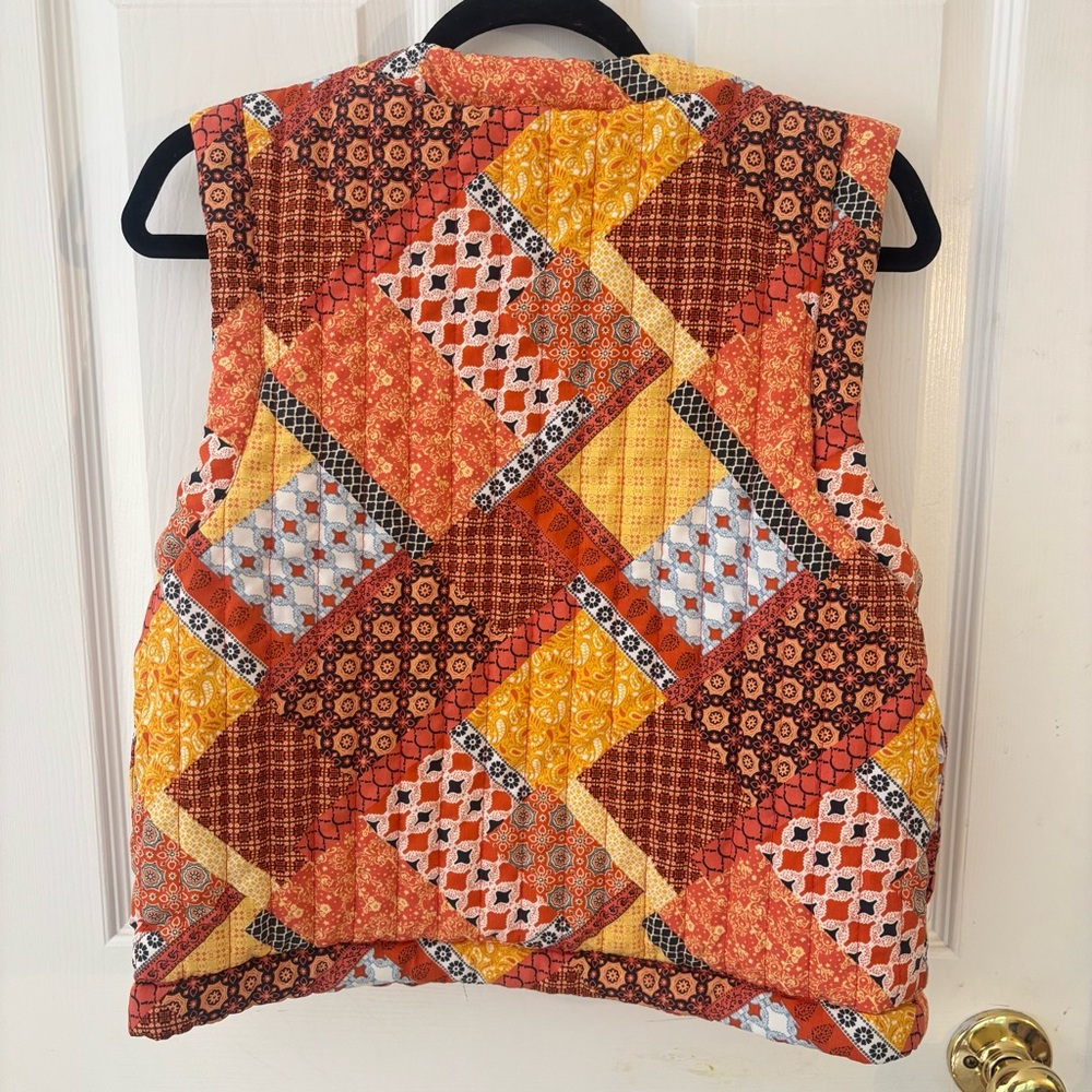 Patchwork Quilted Vest Grannycore Cottagecore Cozy - image 5